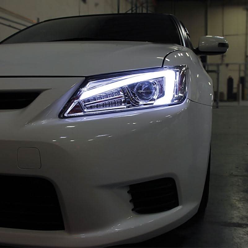 Spec-D Projector Headlights Scion tC (2011-2012-2013) w/ LED Bar - Black / Tinted / Chrome