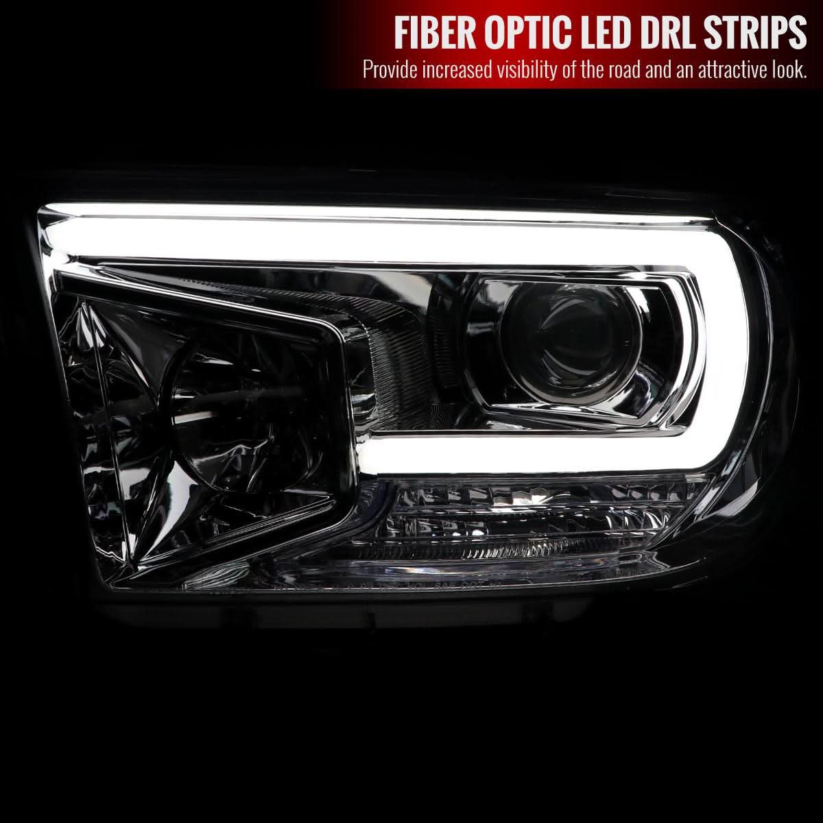 Spec-D Projector Headlights Tundra (07-13) Sequoia (08-17) LED DRL - Black / Chrome / Smoke