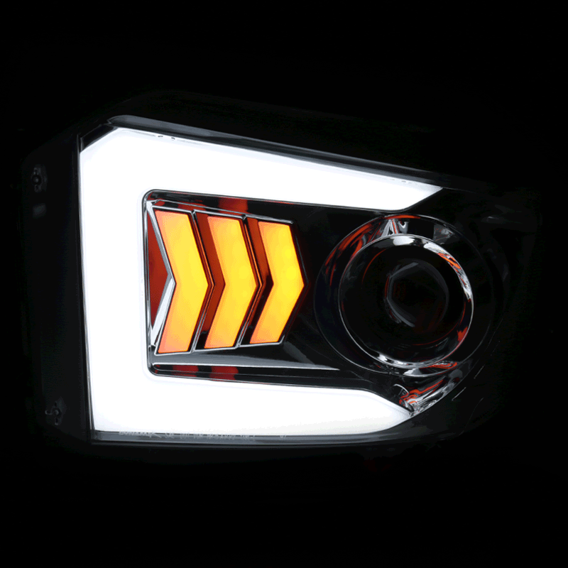 Spec-D Projector Headlights Toyota Tundra (2014-2021) Sequential 3 Arrow LED & DRL - Black/Smoked
