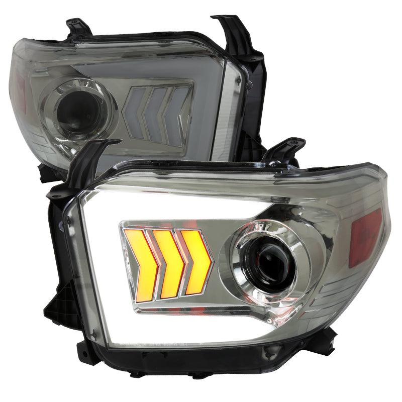 Spec-D Projector Headlights Toyota Tundra (2014-2021) Sequential 3 Arrow LED & DRL - Black/Smoked