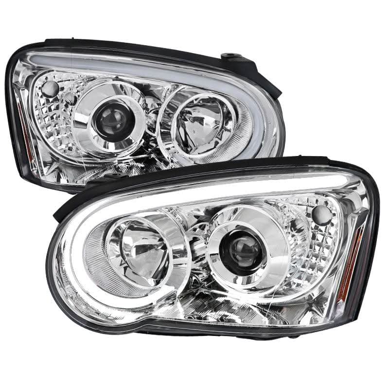 Spec-D Projector Headlights Subaru WRX/STi (2004-2005) w/ LED Bar - Black or Chrome