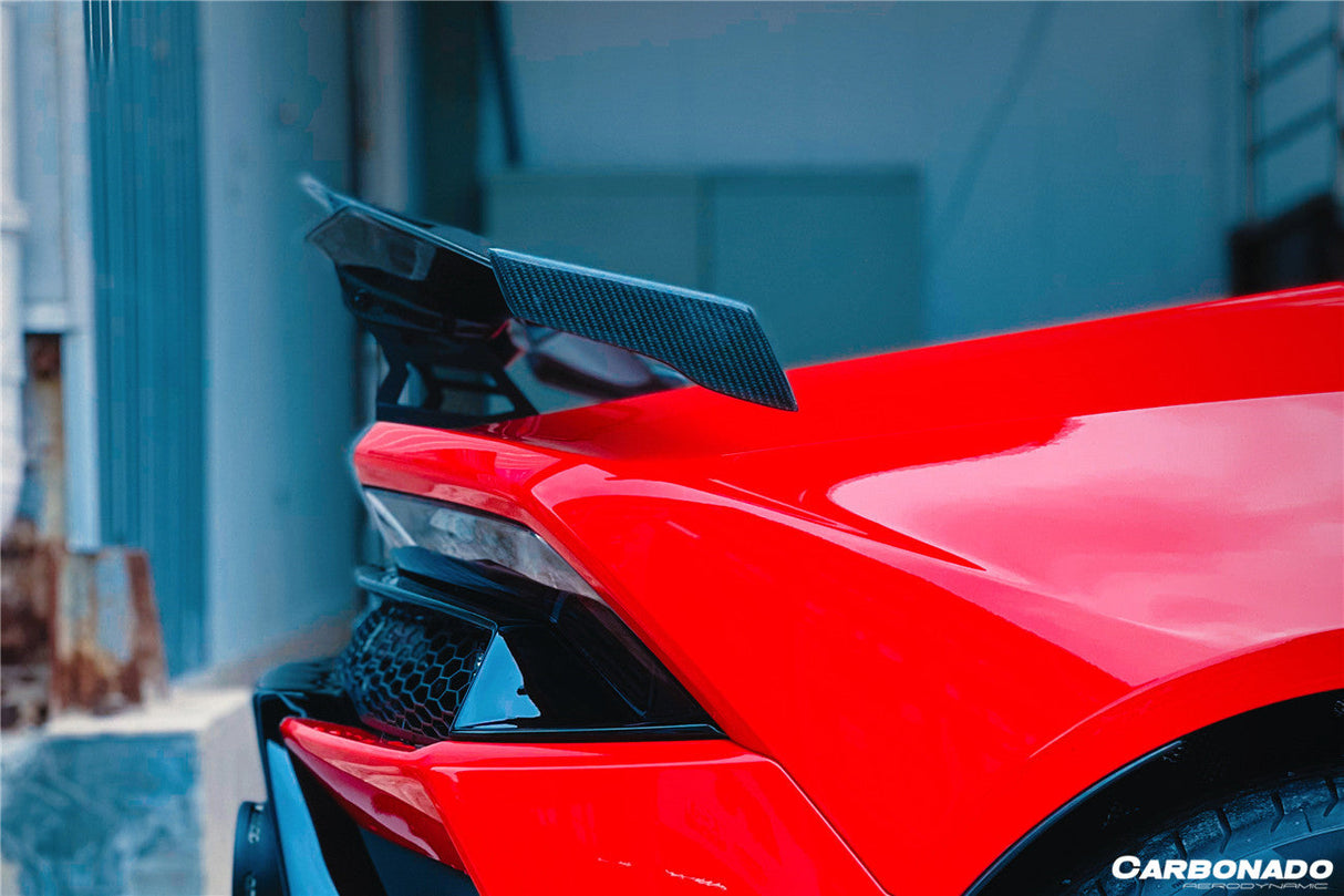 2015-2025 Lamborghini Huracan LP610 LP580 Evo Tecnica MD Style Carbon Fiber Trunk Spoiler with Base