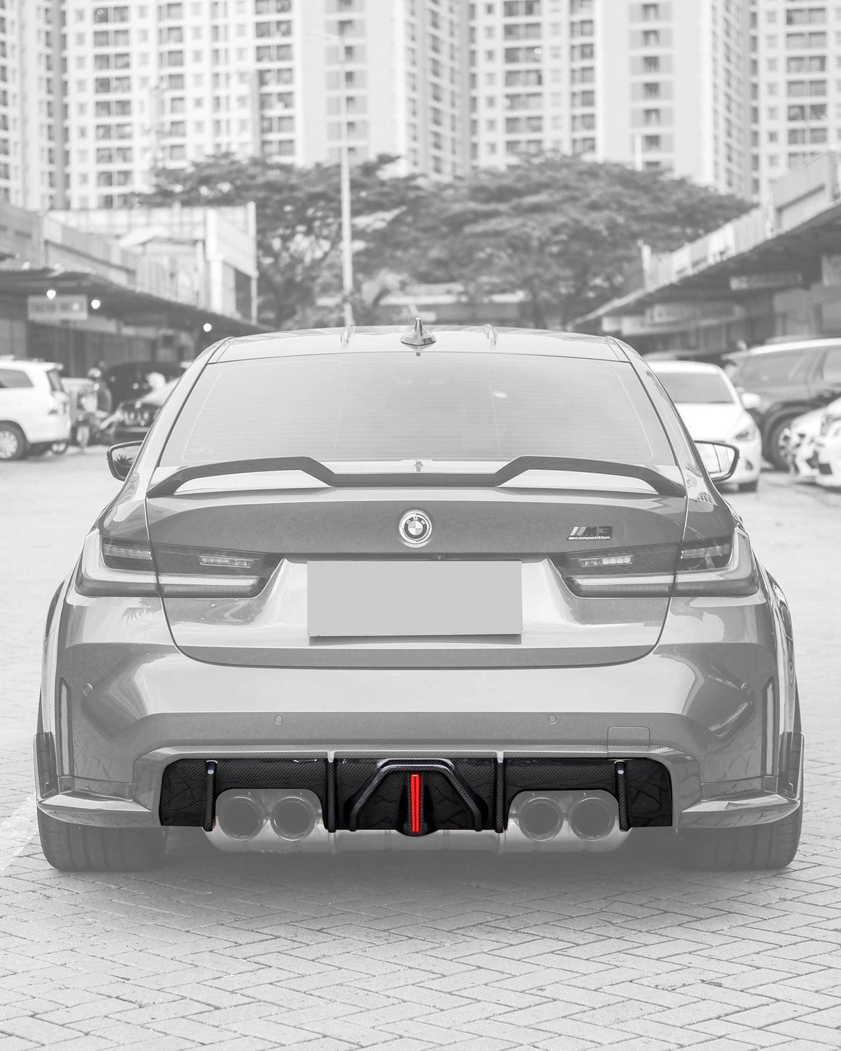 BMW 3 Series G80 M3 G82 G83 M4 Carbon Fiber Rear Diffuser with LED Lights (2019 - 2024) - K2 Industries
