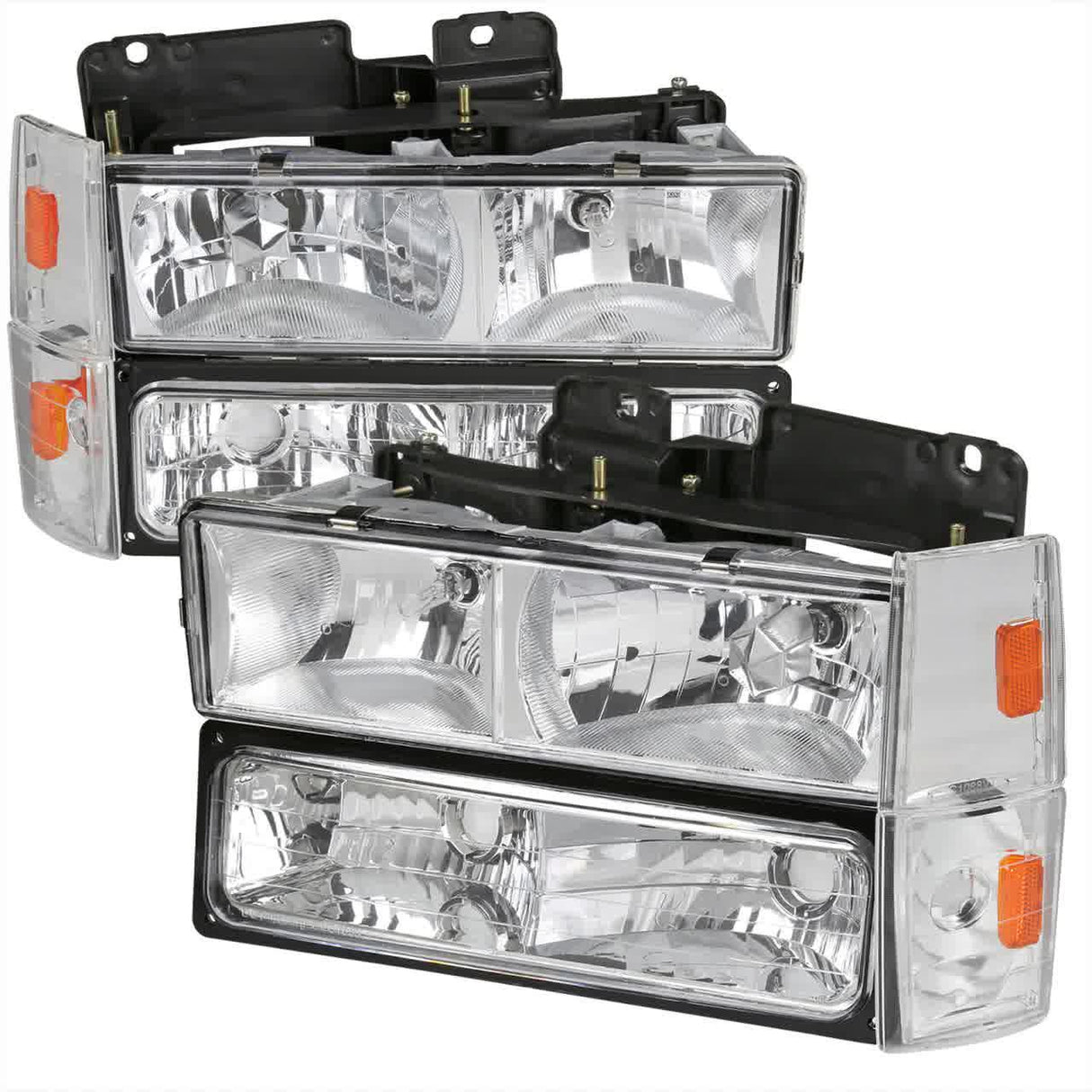 Spec-D OEM Replacement Headlights Chevy/GMC CK Pick Up Truck (88-93) w/ Bumper & Corner Lights - Chrome or Black