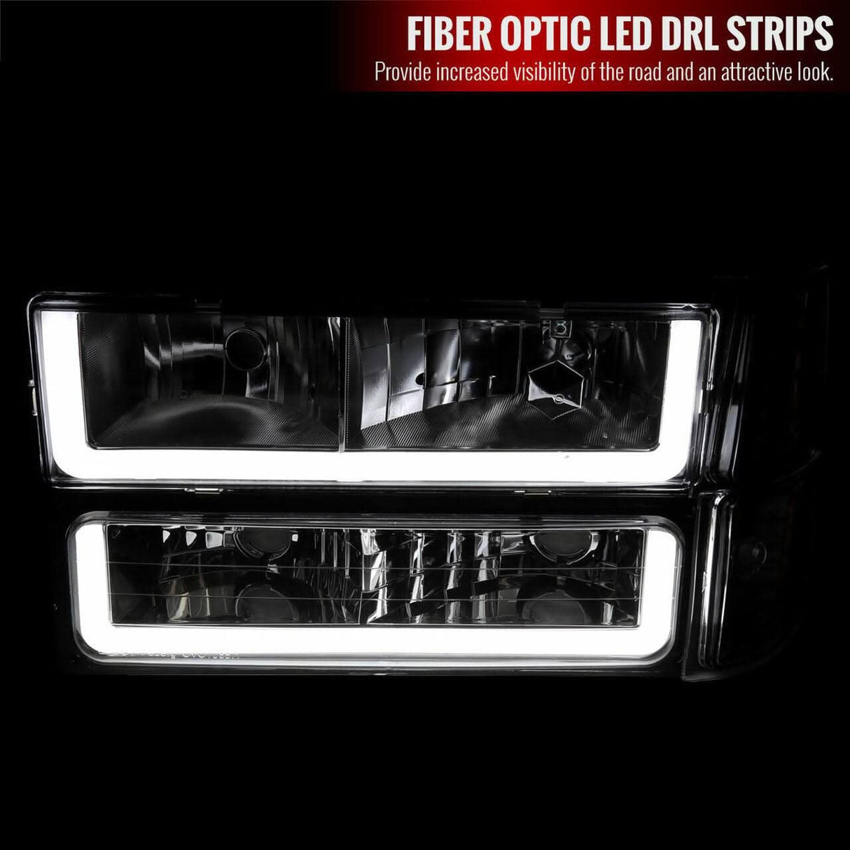 Spec-D Projector Headlights Silverado / Tahoe / Suburban / C10 (94-98) w/ LED Bar & Bumper / Corner