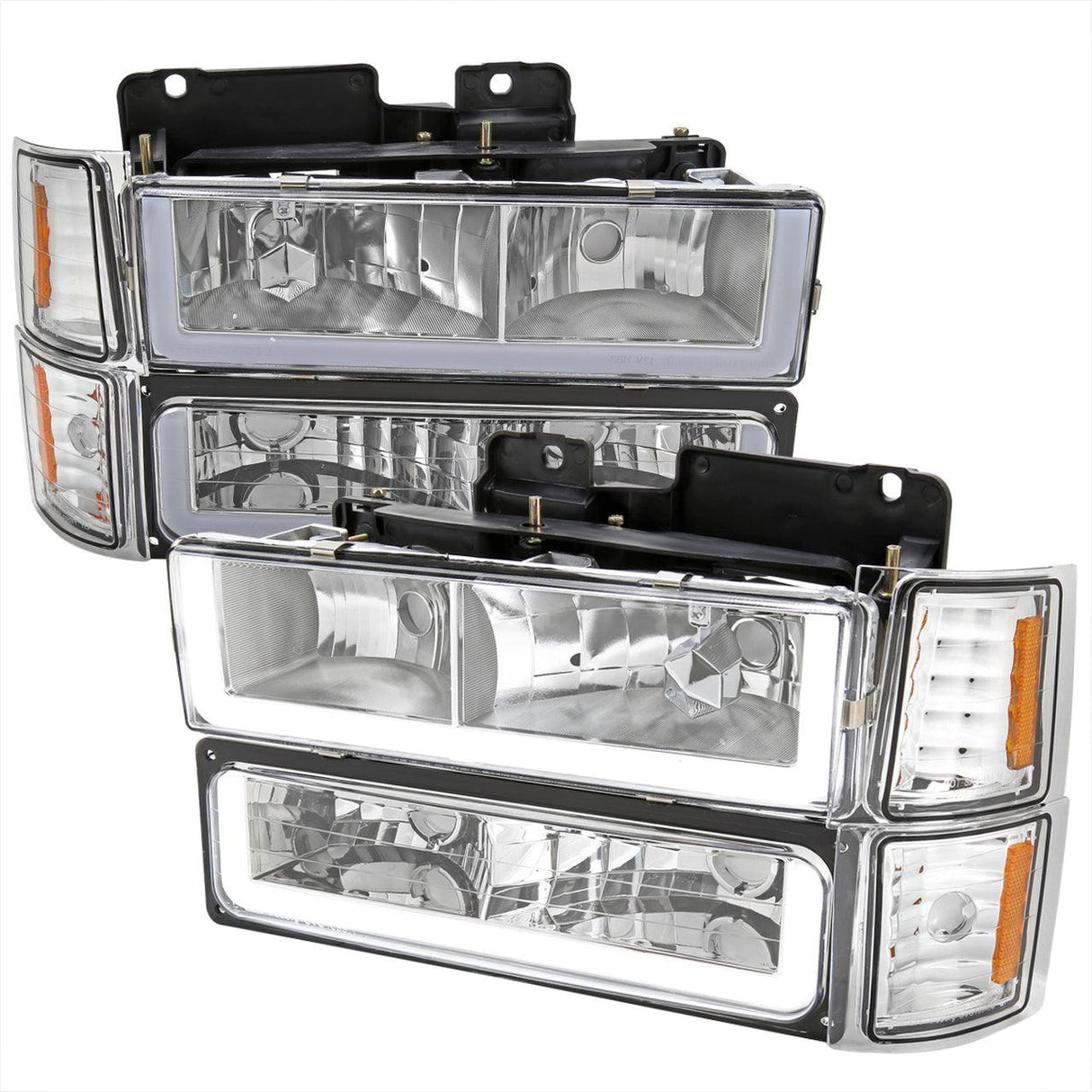 Spec-D Projector Headlights Silverado / Tahoe / Suburban / C10 (94-98) w/ LED Bar & Bumper / Corner