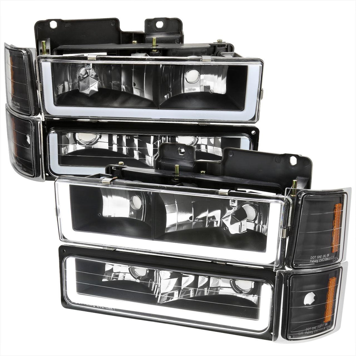 Spec-D Projector Headlights Silverado / Tahoe / Suburban / C10 (94-98) w/ LED Bar & Bumper / Corner