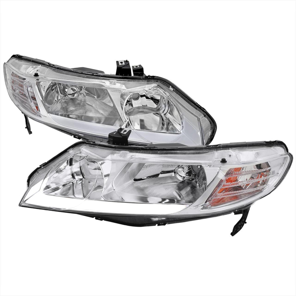 Spec-D Projector Headlights Honda Civic Sedan (06-11) Dual Halo or LED Strip - Black or Chrome