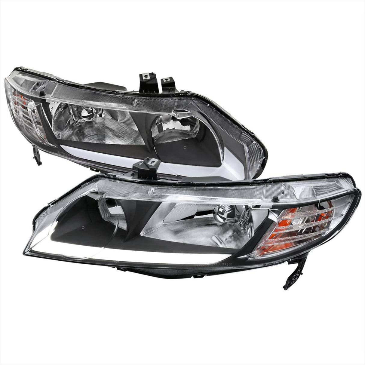 Spec-D Projector Headlights Honda Civic Sedan (06-11) Dual Halo or LED Strip - Black or Chrome