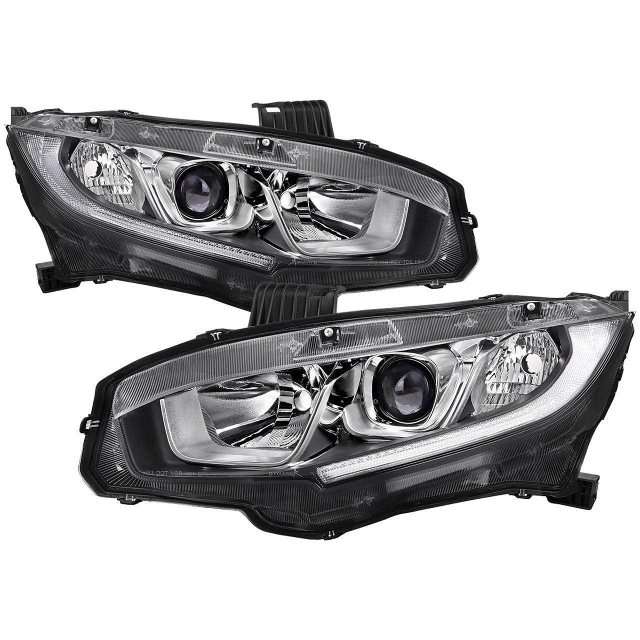 Spec-D Projector Headlights Honda Civic (2016-2021) OEM Factory Style w/ LED Strip