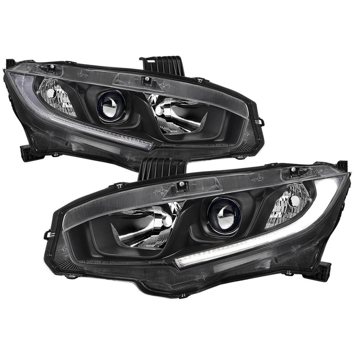 Spec-D Projector Headlights Honda Civic (2016-2021) OEM Factory Style w/ LED Strip