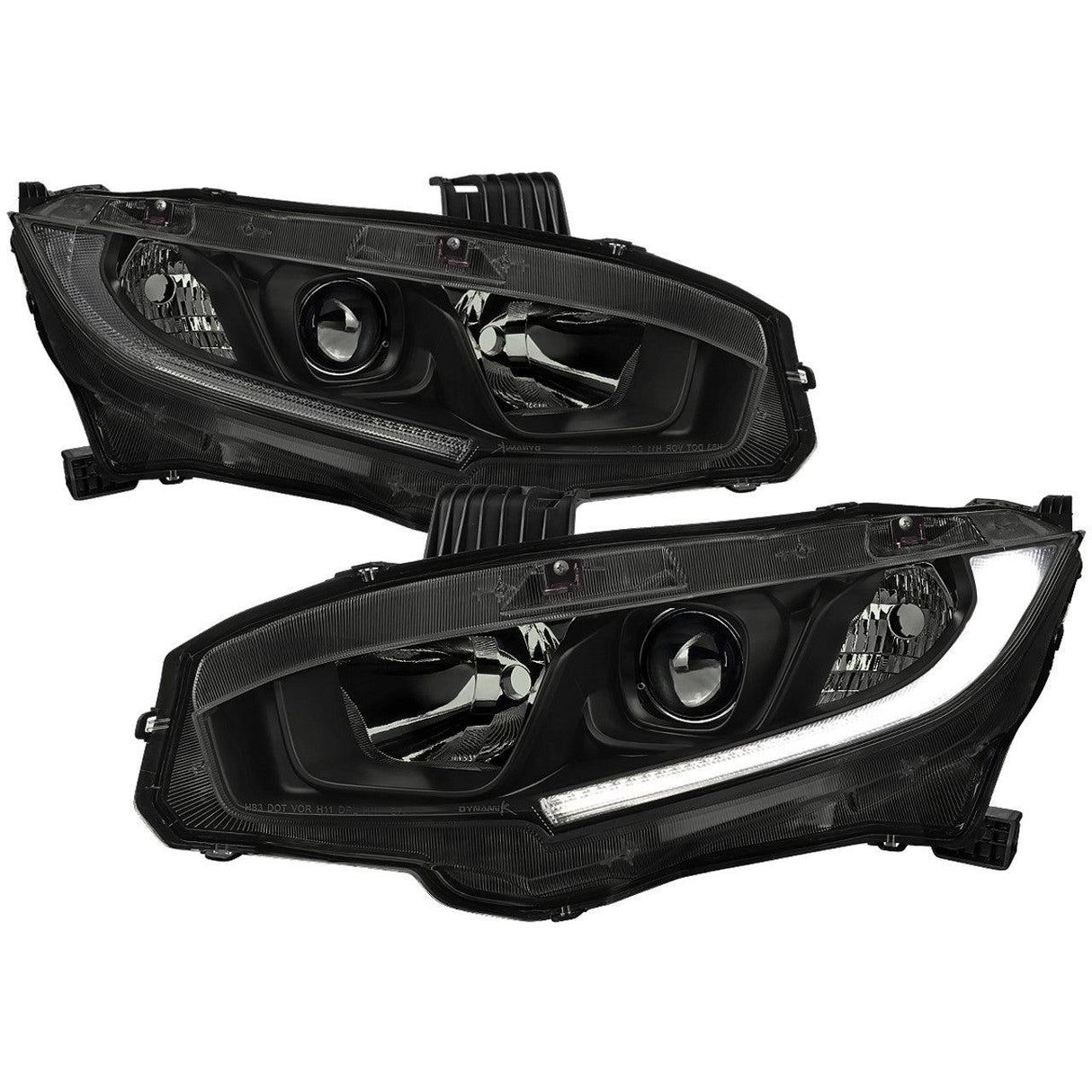 Spec-D Projector Headlights Honda Civic (2016-2021) OEM Factory Style w/ LED Strip