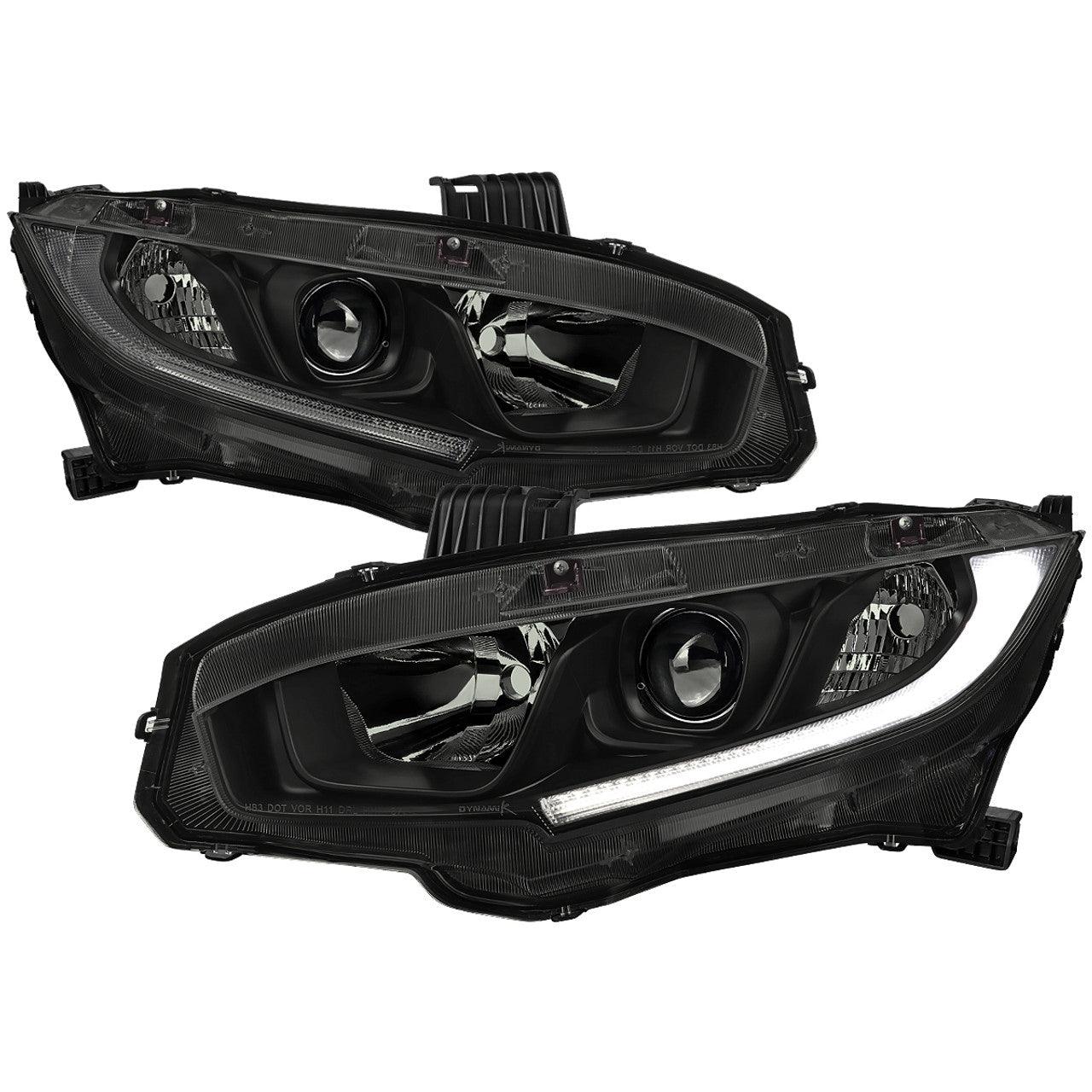 Spec-D Projector Headlights Honda Civic (2016-2021) OEM Factory Style w/ LED Strip