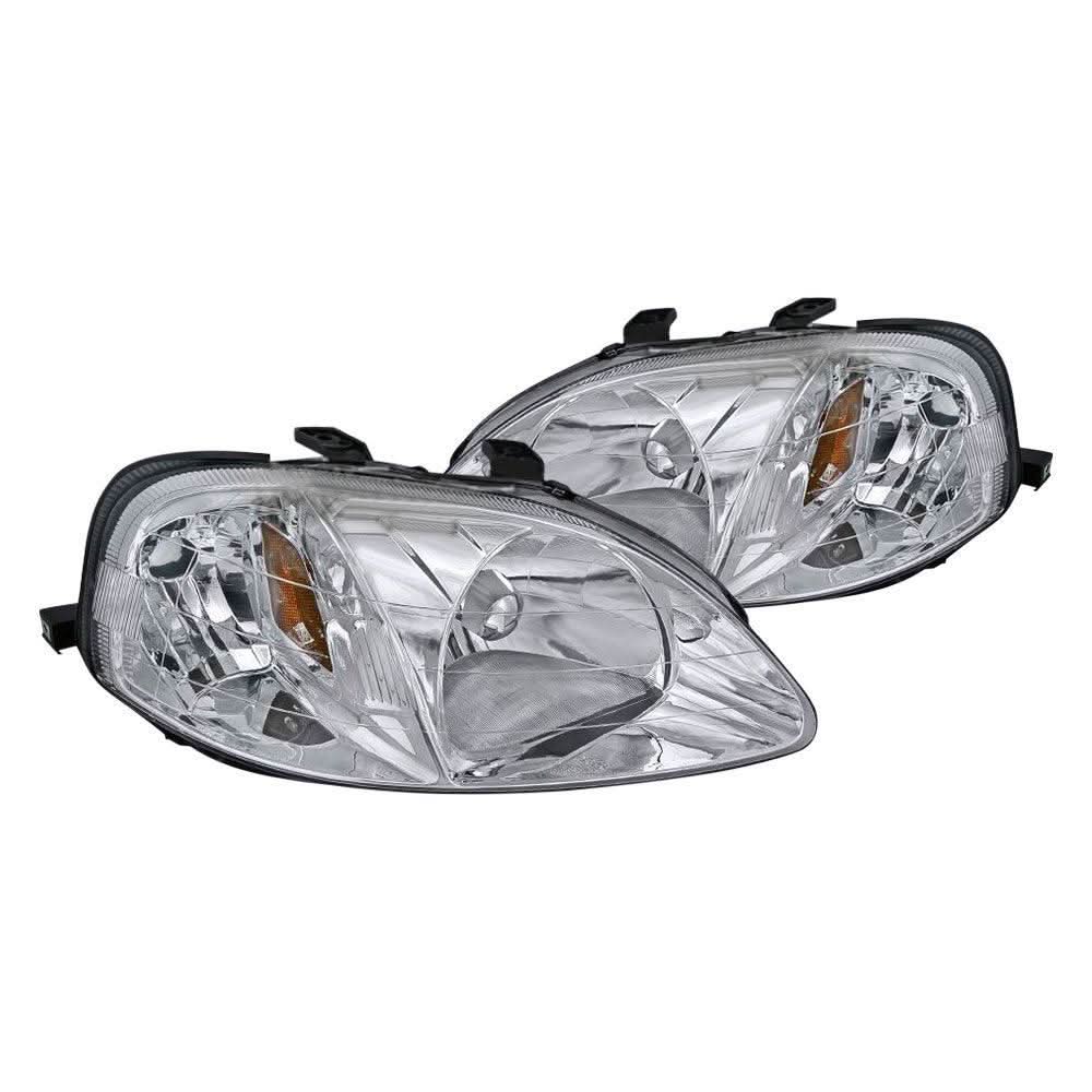 Spec-D Headlights Honda Civic EK (99-00) JDM Euro or DRL LED Bar - Black or Chrome