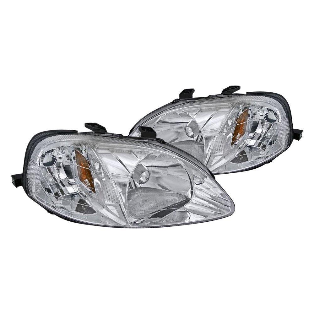 Spec-D Headlights Honda Civic EK (99-00) JDM Euro or DRL LED Bar - Black or Chrome