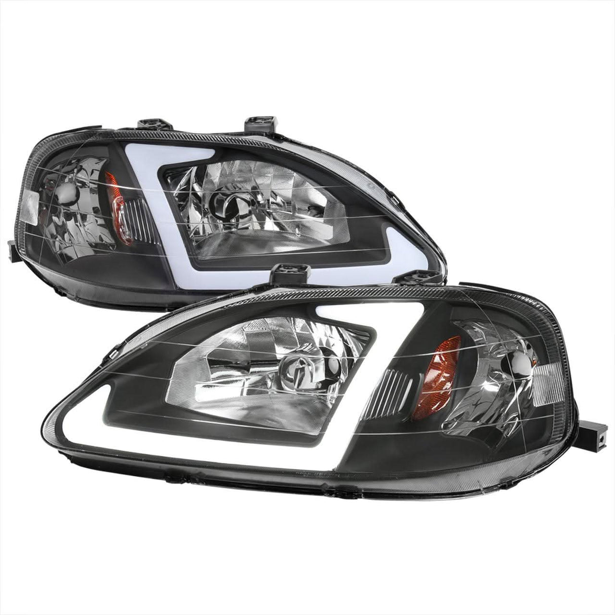 Spec-D Headlights Honda Civic EK (99-00) JDM Euro or DRL LED Bar - Black or Chrome