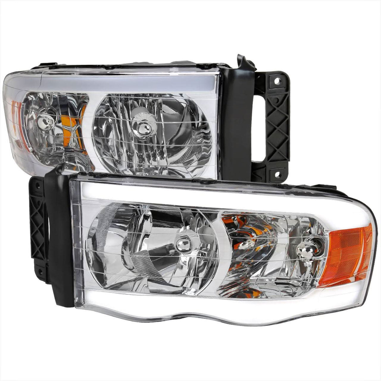 Spec-D Projector Headlights Ram 1500 (02-05) Ram 2500/3500 (03-05) DRL LED Tube - Black / Chrome / Smoked