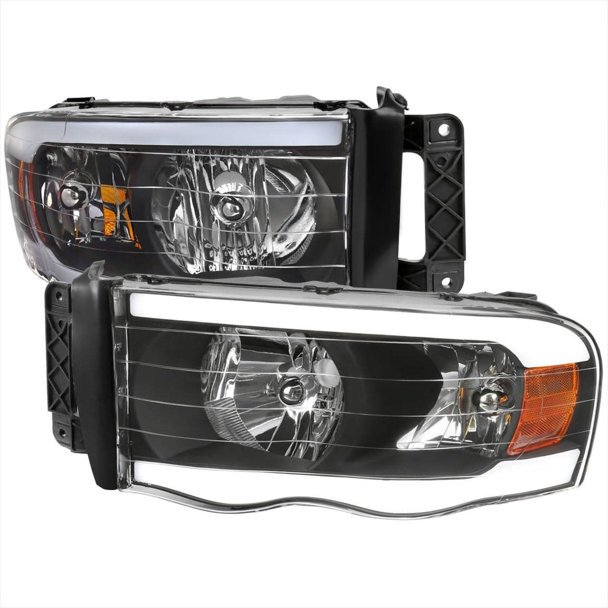Spec-D Projector Headlights Ram 1500 (02-05) Ram 2500/3500 (03-05) DRL LED Tube - Black / Chrome / Smoked