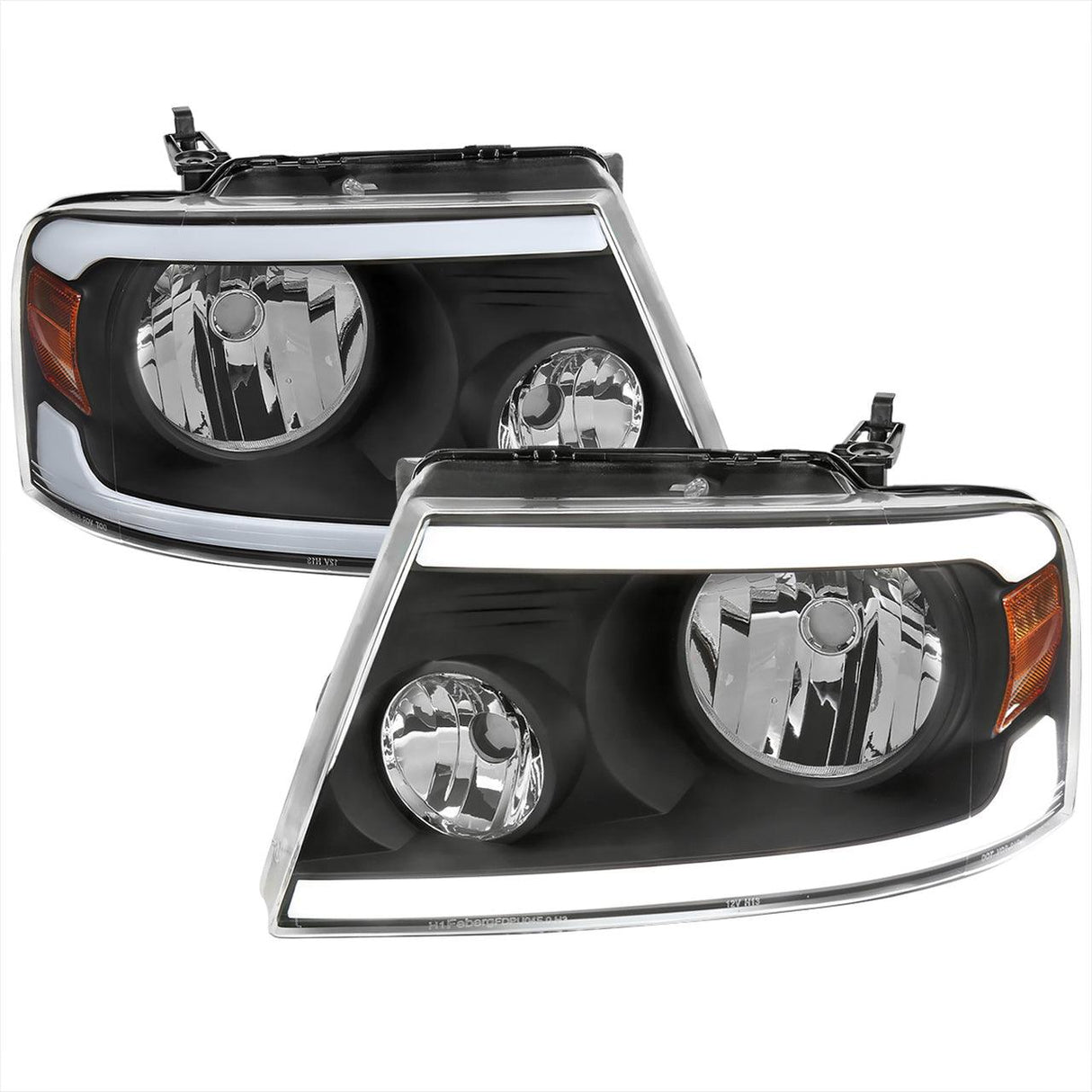 Spec-D OEM Replacement Headlights Ford F150 (04-08) Optional LED Bar - Black or Chrome