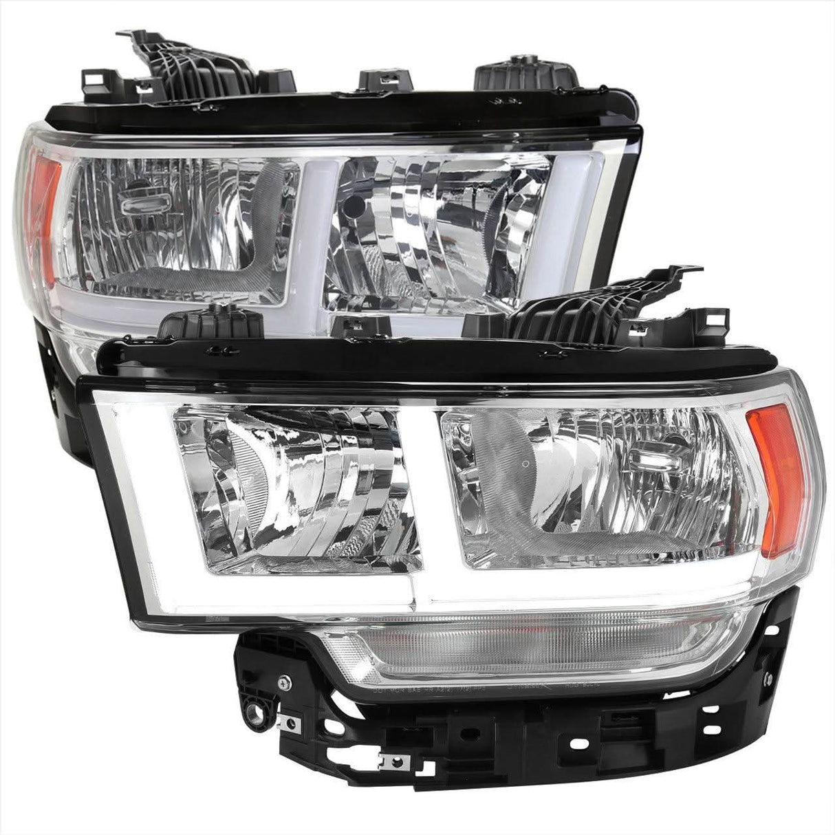 Spec-D Headlights Ram 2500 3500 (19-22) Tradesman / Big Horn - Dual Bar LED - Black / Chrome w/ Breathing Effect