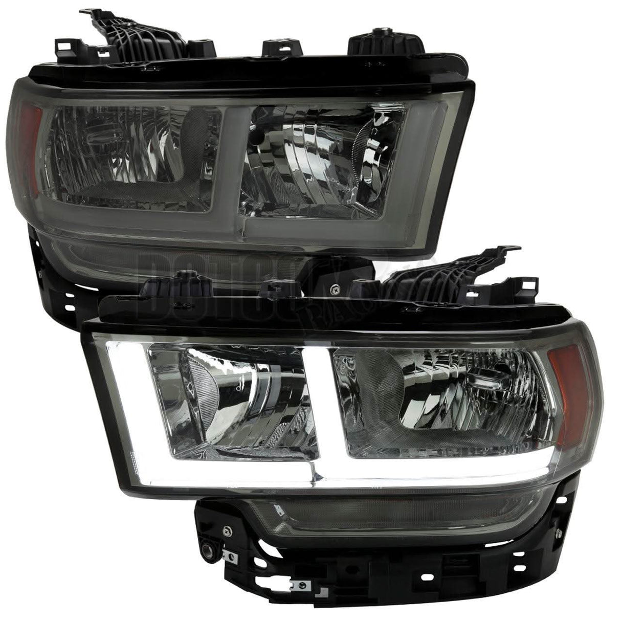 Spec-D Headlights Ram 2500 3500 (19-22) Tradesman / Big Horn - Dual Bar LED - Black / Chrome w/ Breathing Effect