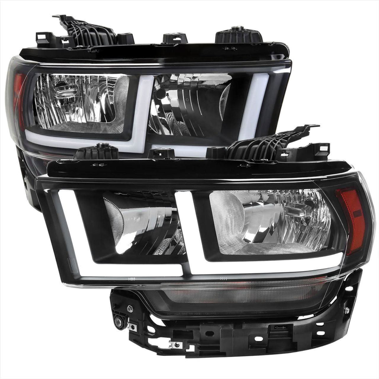 Spec-D Headlights Ram 2500 3500 (19-22) Tradesman / Big Horn - Dual Bar LED - Black / Chrome w/ Breathing Effect