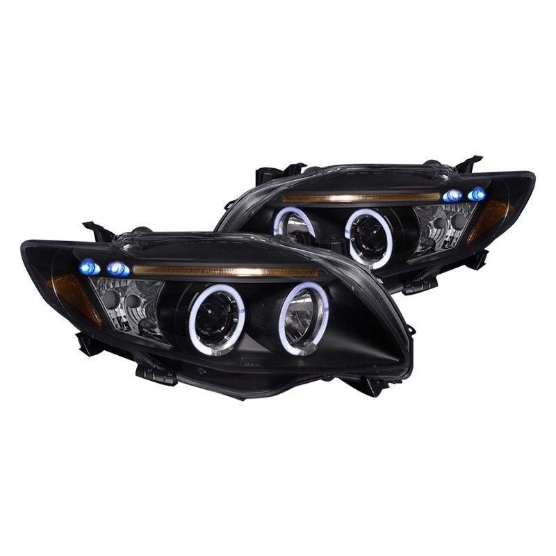 Spec-D Projector Headlights Toyota Corolla (09-10) w/ Halo & LED Accents - Black / Chrome
