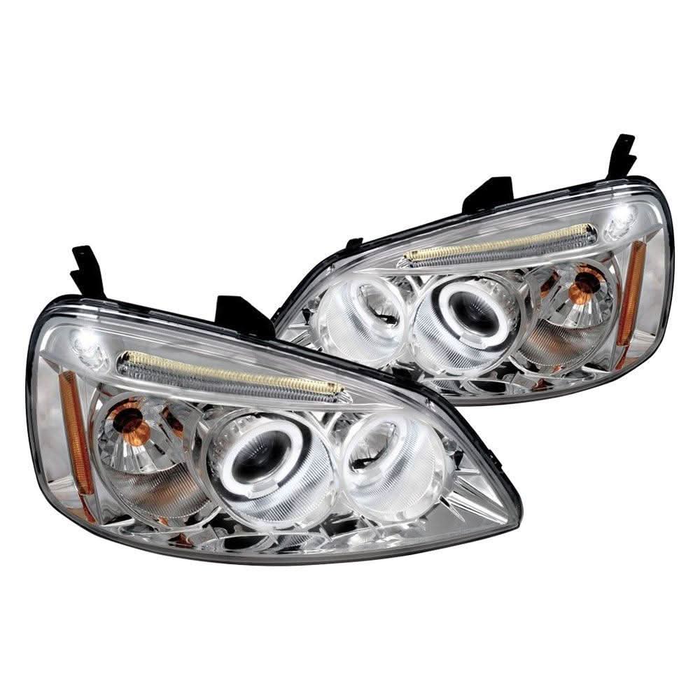 Spec-D Projector Headlights Honda Civic Coupe/Sedan (01-03) Dual Halo - Black or Chrome