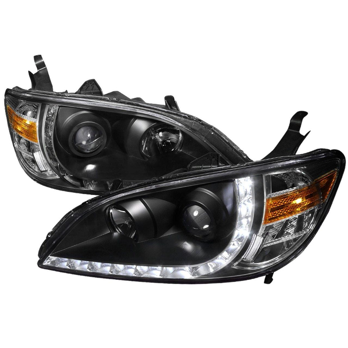 Spec-D Projector Headlights Honda Civic (2004-2005) R8 DRL LED Bar - Black or Chrome