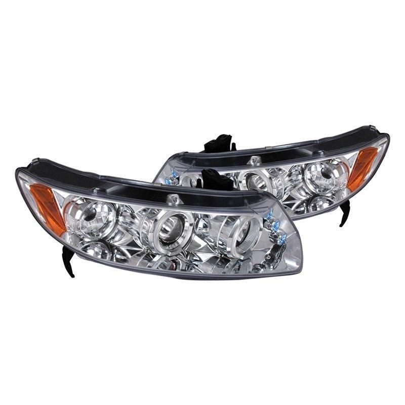 Spec-D Projector Headlights Honda Civic Coupe (06-11) Dual LED Halo - Black or Chrome