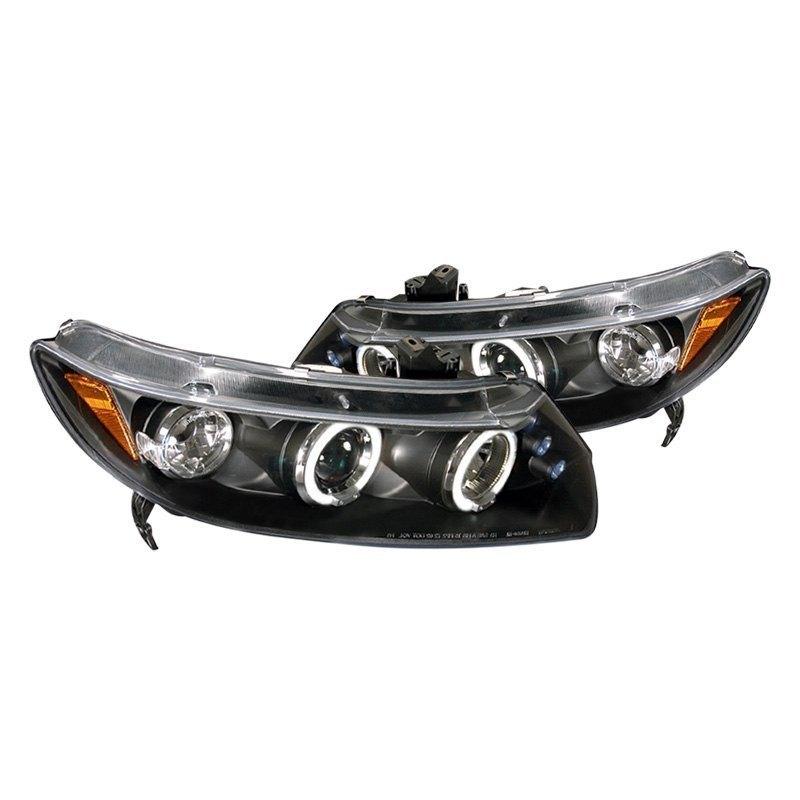 Spec-D Projector Headlights Honda Civic Coupe (06-11) Dual LED Halo - Black or Chrome