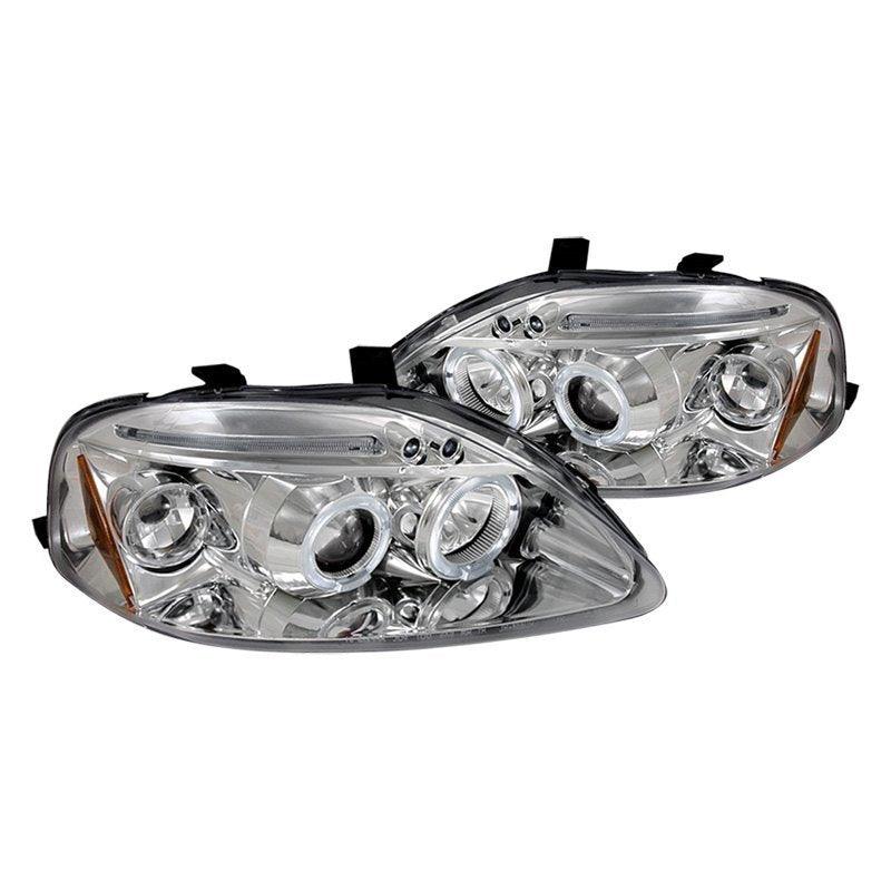 Spec-D Projector Headlights Honda Civic EK (99-00) Dual Halo LED - Black or Chrome
