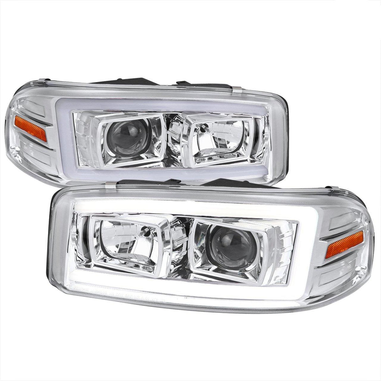 Spec-D Projector Headlights Yukon (00-06) Sierra (99-06) w/ LED Strip & H1 Bulbs