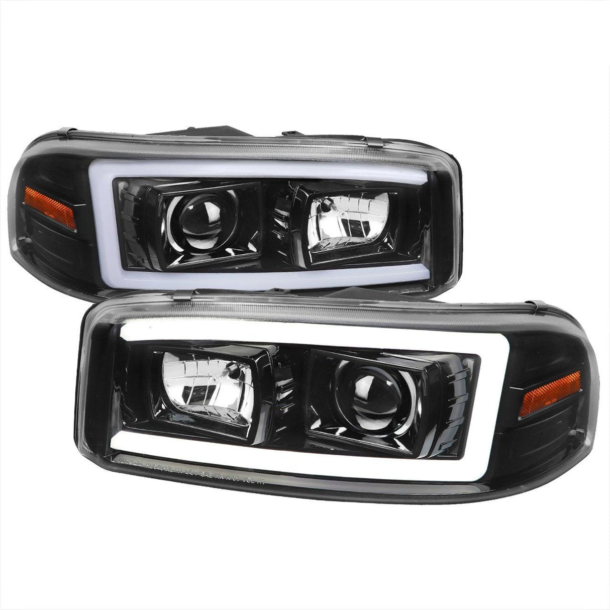Spec-D Projector Headlights Yukon (00-06) Sierra (99-06) w/ LED Strip & H1 Bulbs