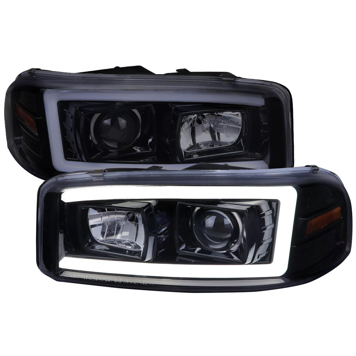 Spec-D Projector Headlights Yukon (00-06) Sierra (99-06) w/ LED Strip & H1 Bulbs
