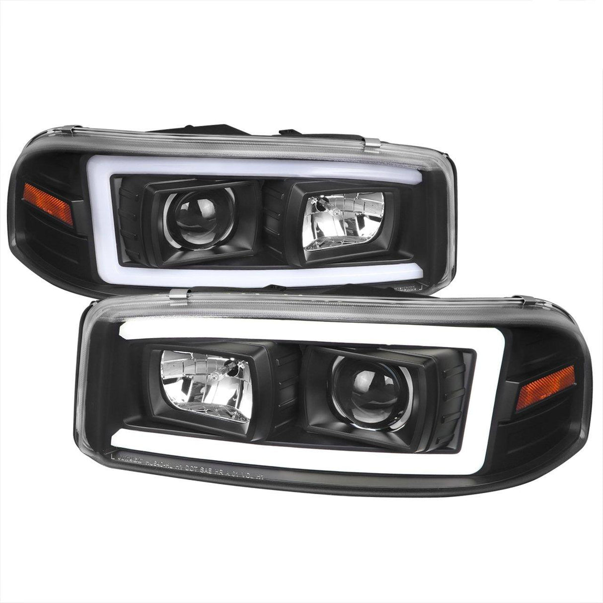 Spec-D Projector Headlights Yukon (00-06) Sierra (99-06) w/ LED Strip & H1 Bulbs