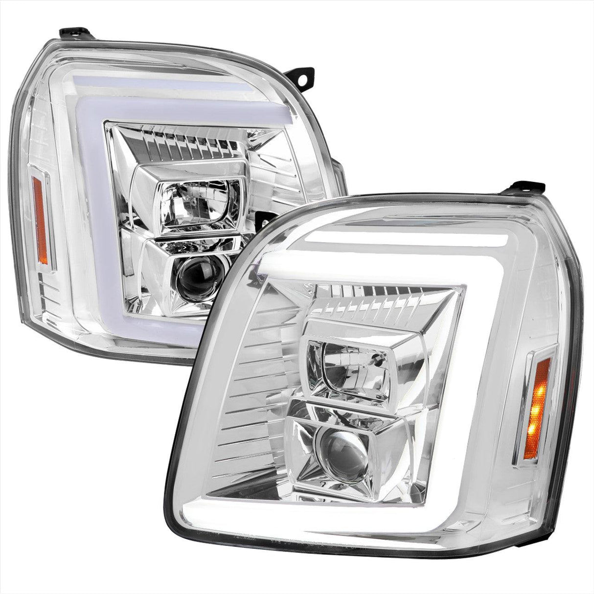 Spec-D Projector Headlights GMC Yukon (07-14) Switchback LED DRL C-Bar - Black / Chrome