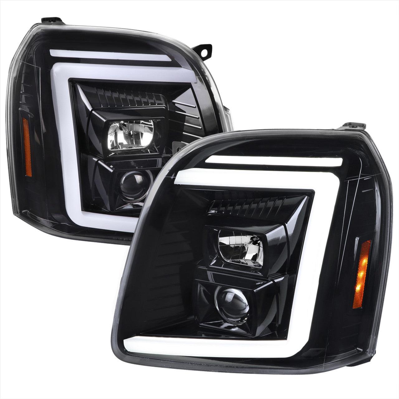 Spec-D Projector Headlights GMC Yukon (07-14) Switchback LED DRL C-Bar - Black / Chrome