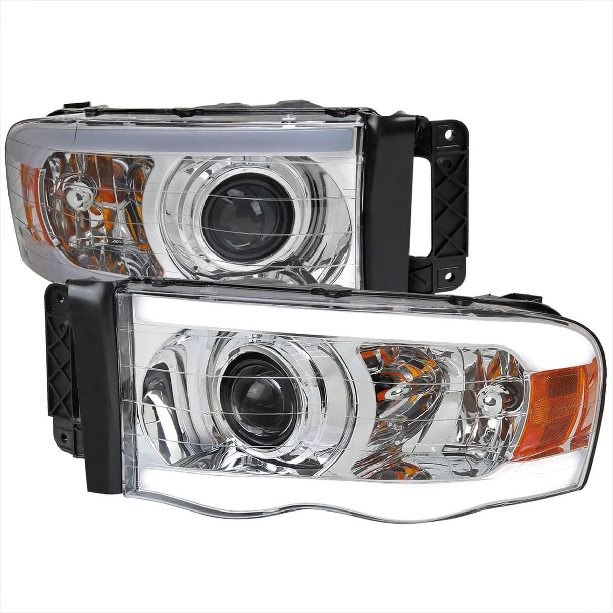 Spec-D Projector Headlights Ram 1500 (02-05) Ram 2500/3500 (03-05) DRL LED Tube - Black / Chrome / Smoked