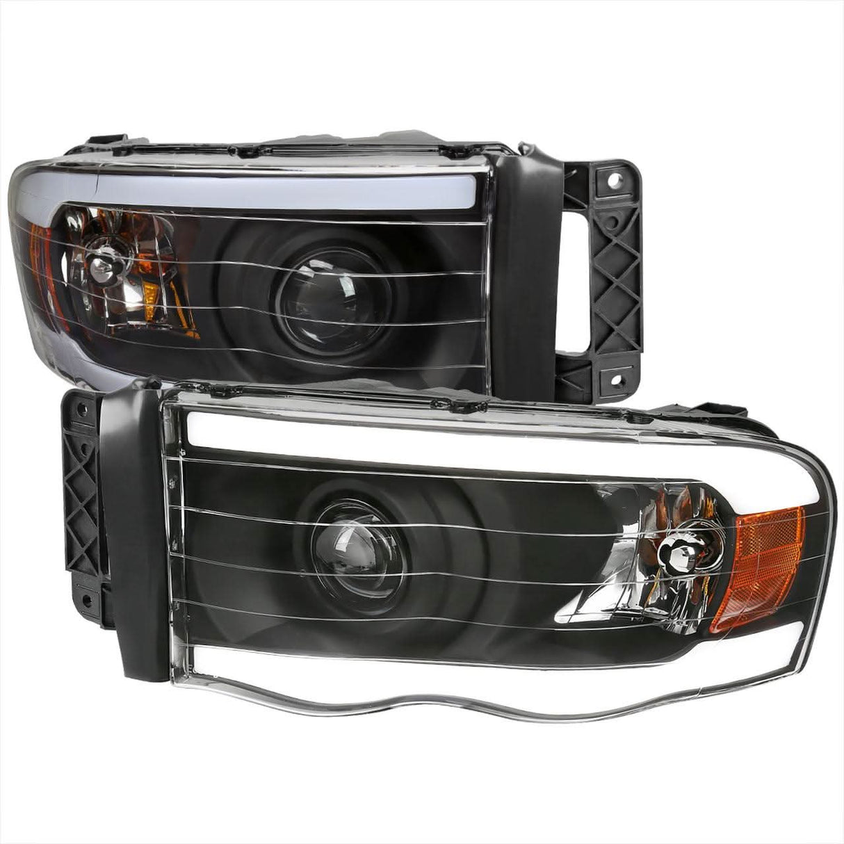 Spec-D Projector Headlights Ram 1500 (02-05) Ram 2500/3500 (03-05) DRL LED Tube - Black / Chrome / Smoked