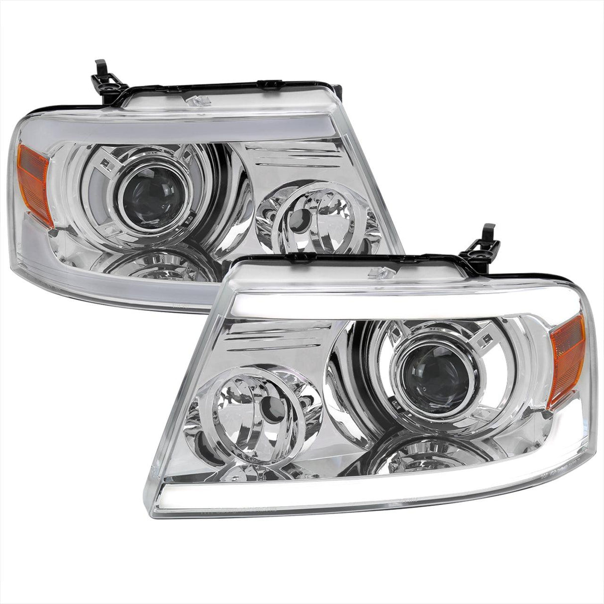 Spec-D OEM Replacement Headlights Ford F150 (04-08) Optional LED Bar - Black or Chrome