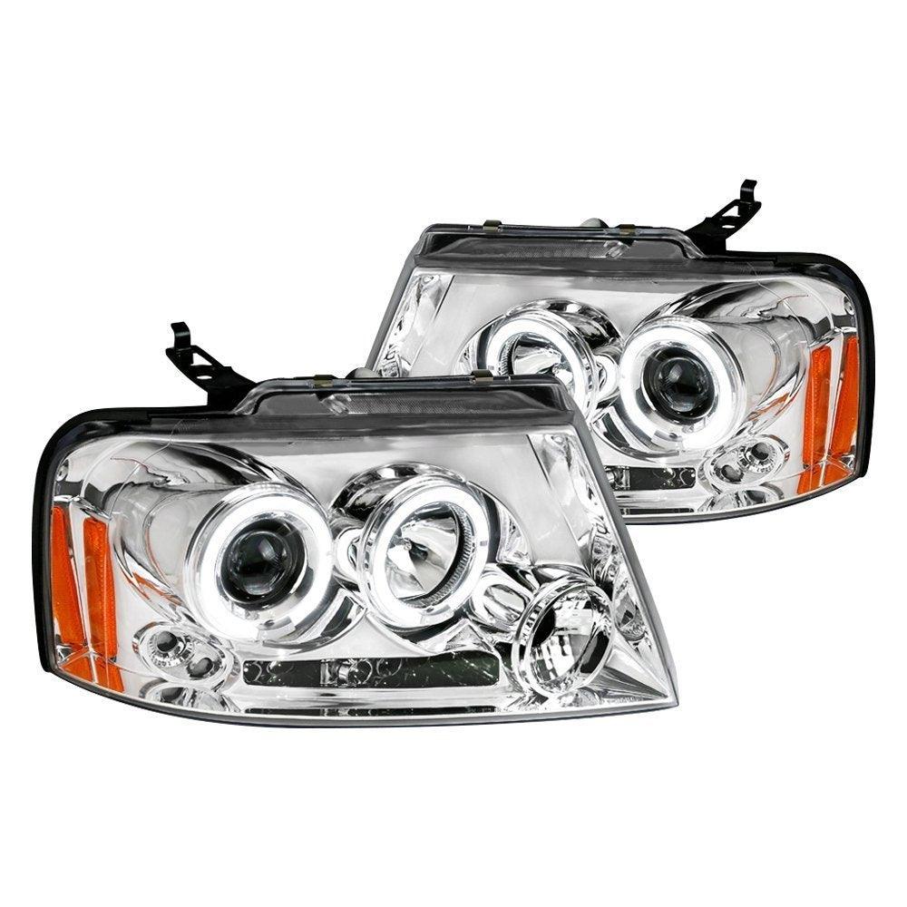 Spec-D Projector Headlights Ford F150 (04-08) Mark LT (06-08) Halo Black / Smoked / Chrome