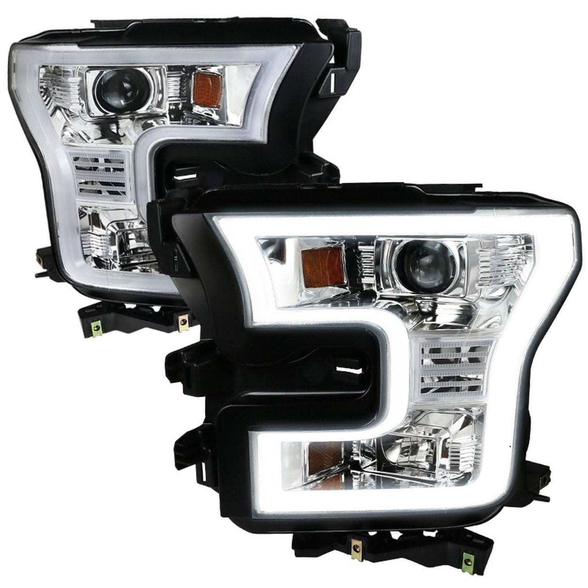 Spec-D Projector Headlights Ford F150 (2015-2016-2017) Outline LED DRL - Black / Chrome / Smoke