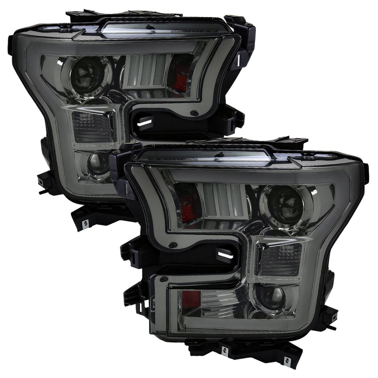 Spec-D Projector Headlights Ford F150 (2015-2016-2017) RS Triple LED - Black / Chrome / Smoke