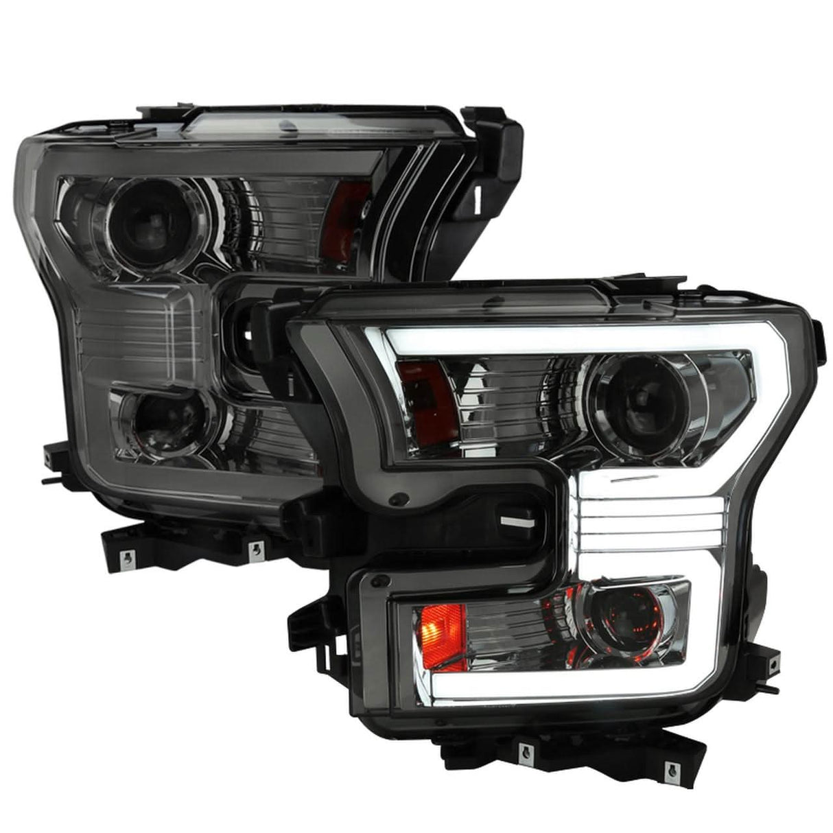 Spec-D Projector Headlights Ford F150 (2015-2016-2017) LED Bar & Sequential Switchback - Black / Chrome / Smoke