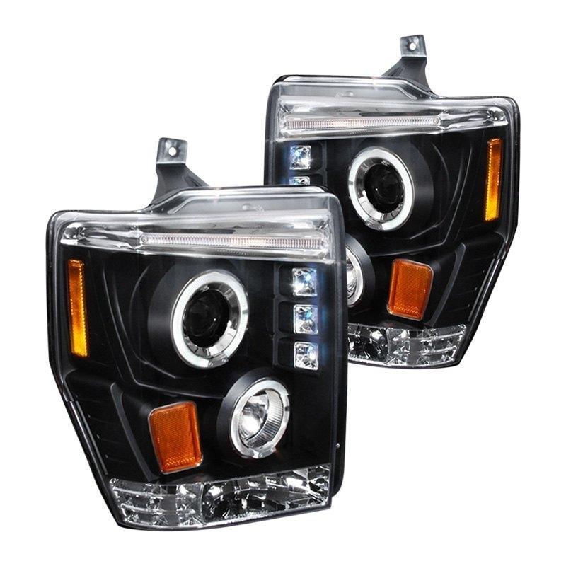Spec-D Projector Headlights Ford F250 F350 F450 (08-10) Dual Halo LED - Black or Chrome