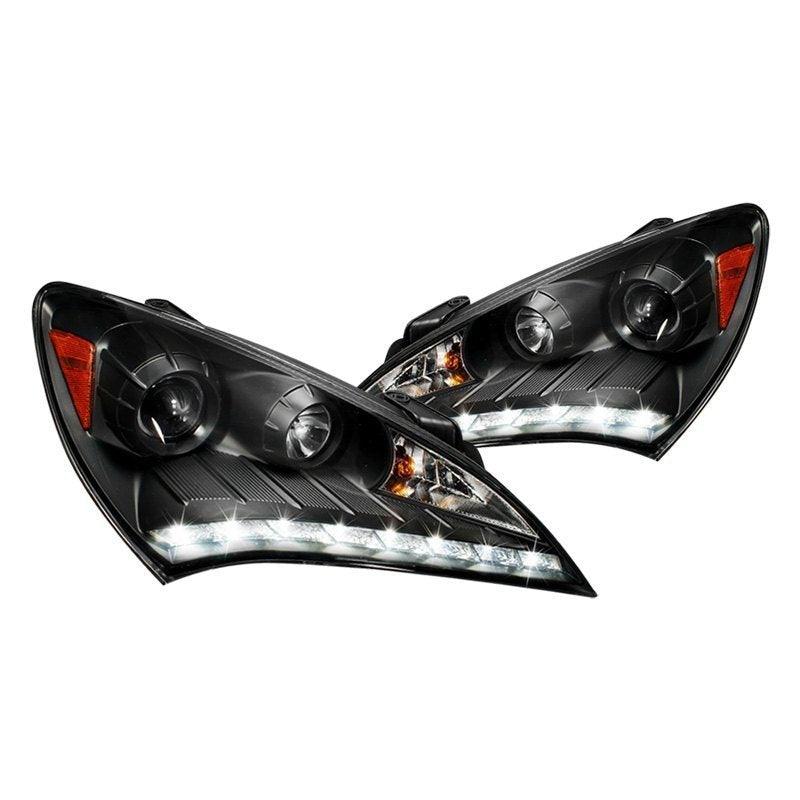 Spec-D Projector Headlights Hyundai Genesis Coupe (2010-2012) LED Bar - Black / Smoke / Chrome