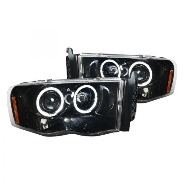 Spec-D Projector Headlights Ram 1500 (02-05) Ram 2500/3500 (03-05) Halo LED - Black / Chrome / Smoked
