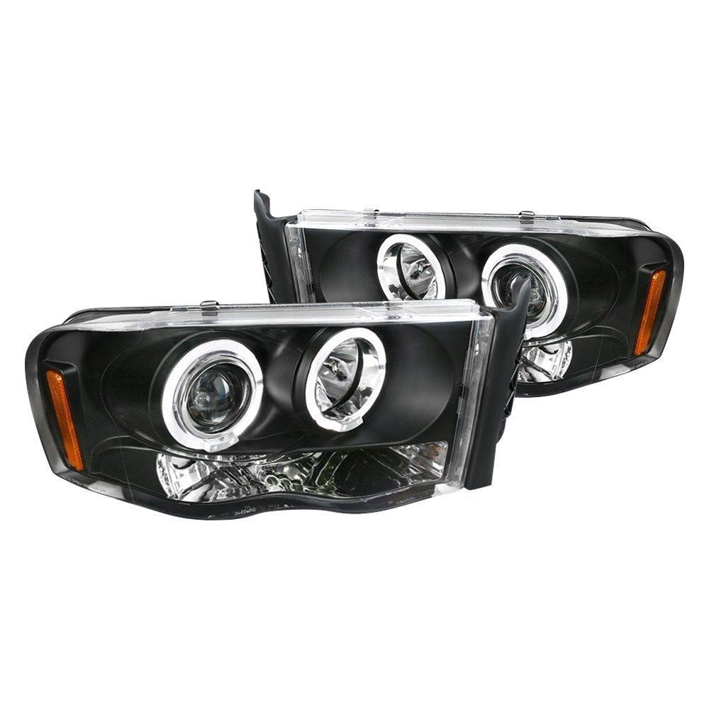 Spec-D Projector Headlights Ram 1500 (02-05) Ram 2500/3500 (03-05) Halo LED - Black / Chrome / Smoked