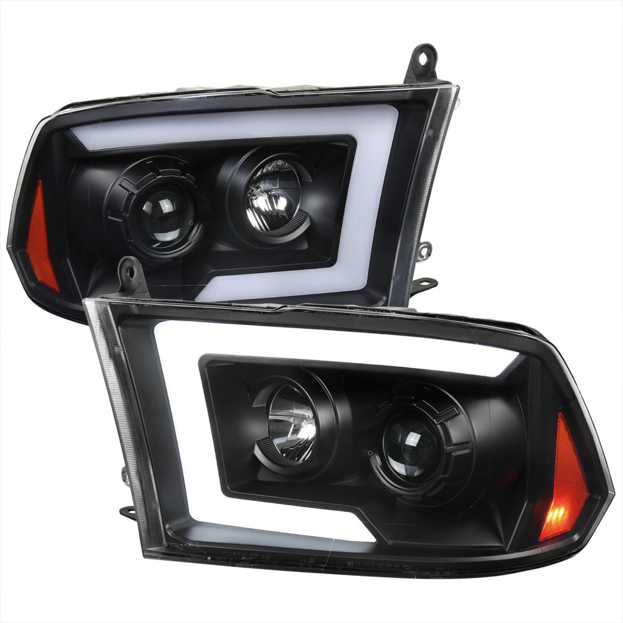 Spec-D Projector Headlights Dodge Ram (09-18) C-Bar LED Sequential Switchback - Black / Chrome